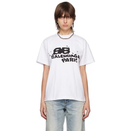 발렌시아가 Balenciaga White Hand Drawn BB Icon T-Shirt 231342F110008