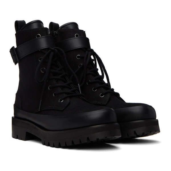  준지 Juun.J Black Lace-Up Ankle Boots 231343F113000