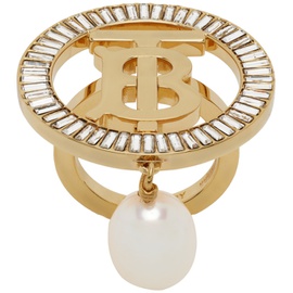 버버리 Burberry Gold Crystal Logo Ring 231376F024000