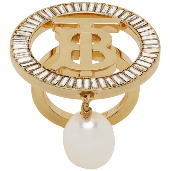 버버리 버버리 Burberry Gold Crystal Logo Ring 231376F024000