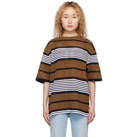 버버리 Burberry Brown Stripe Oversized T-Shirt 231376F110023