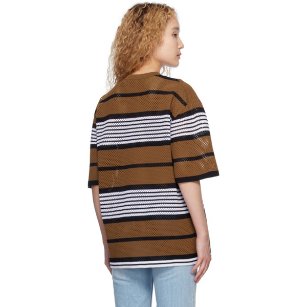 버버리 버버리 Burberry Brown Stripe Oversized T-Shirt 231376F110023
