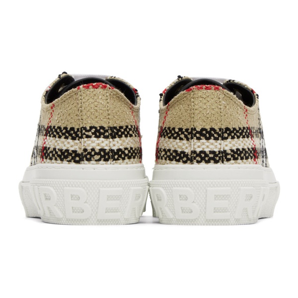 버버리 버버리 Burberry Beige Tweed Jack Sneakers 231376F128003