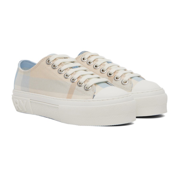 버버리 버버리 Burberry Blue & 오프화이트 Off-White Check Sneakers 231376F128012