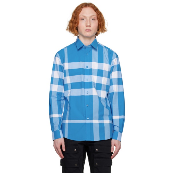 버버리 버버리 Burberry Blue Check Shirt 231376M192030