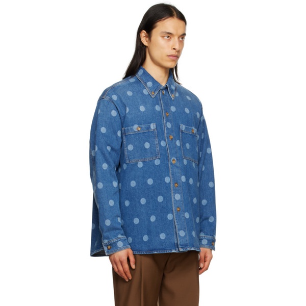 버버리 버버리 Burberry Blue Polka Dot Denim Shirt 231376M192043