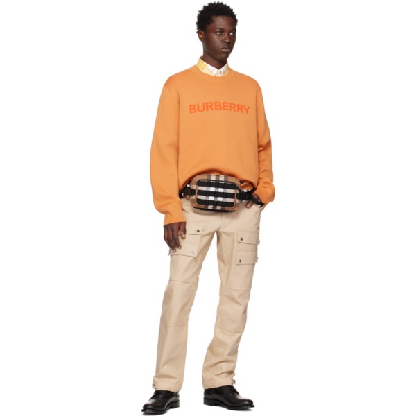 버버리 버버리 Burberry Orange Intarsia Sweater 231376M204002