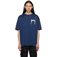버버리 Burberry Blue Printed T-Shirt 231376M213046