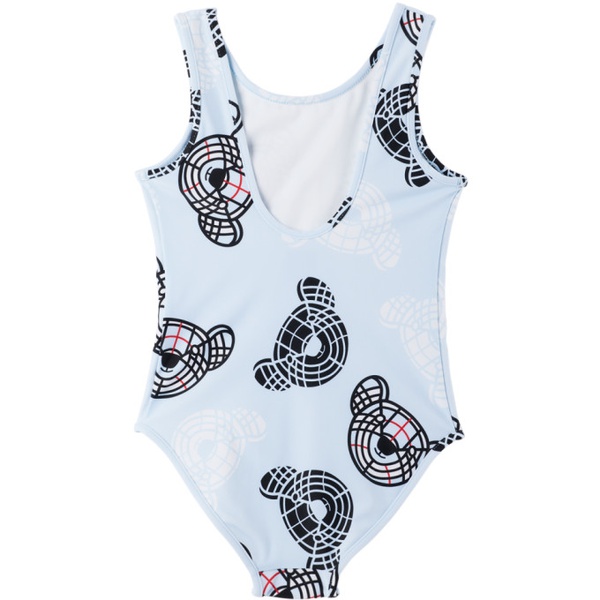 버버리 버버리 Burberry Kids Blue Thomas Bear One-Piece Swimsuit 231376M705008