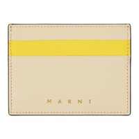 마르니 Marni Beige & Yellow Logo Card Holder 231379F037008
