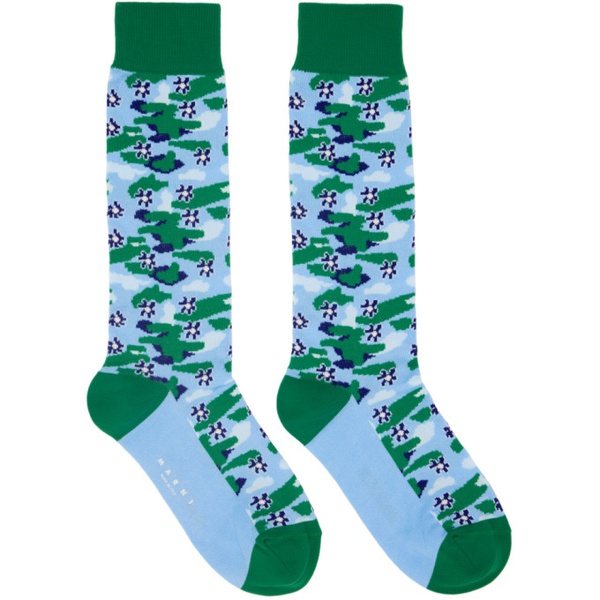 마르니 마르니 Marni Blue & Green Cloudyflower Socks 231379F076006