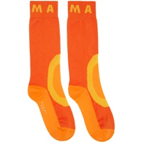 마르니 Marni Orange Jacquard Socks 231379F076012
