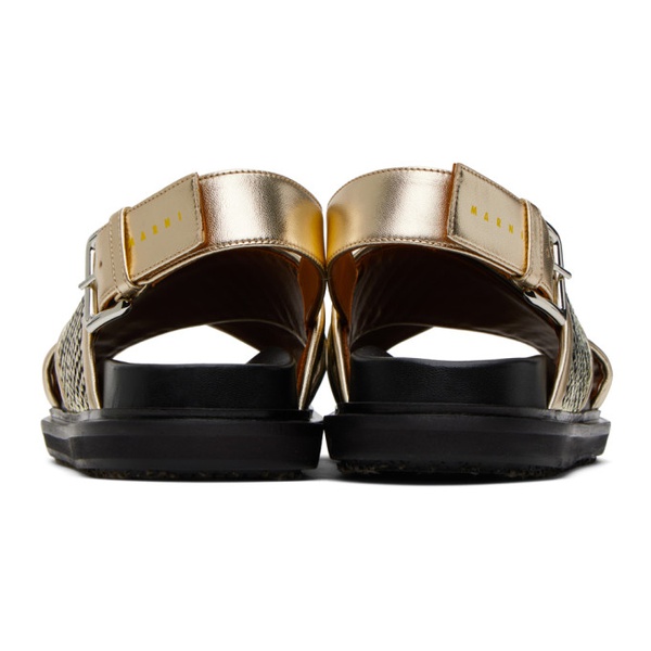 마르니 마르니 Marni Gold & Black Fussbett Sandals 231379F124034