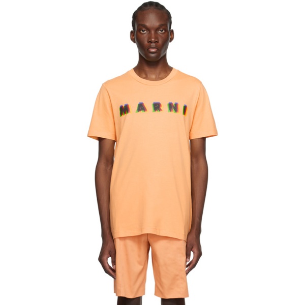 마르니 마르니 Marni Orange Printed T-Shirt 231379M213022