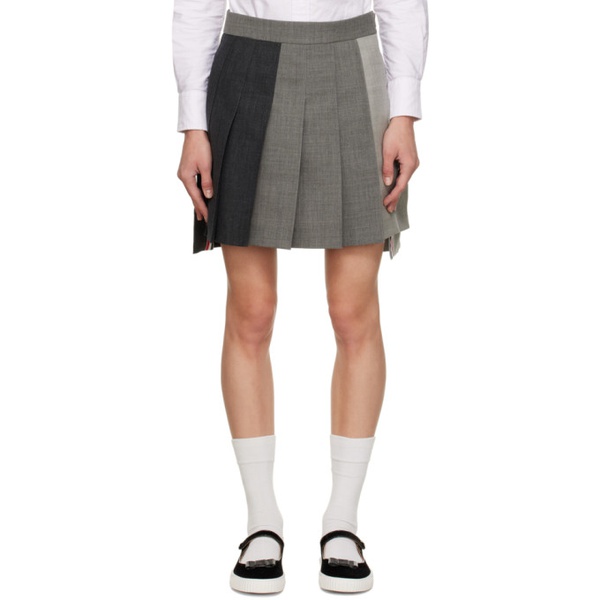 톰브라운 톰브라운 Thom Browne Grey Pleated Miniskirt 231381F090003