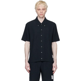 톰브라운 Thom Browne Navy & Black Button Shirt 231381M192048