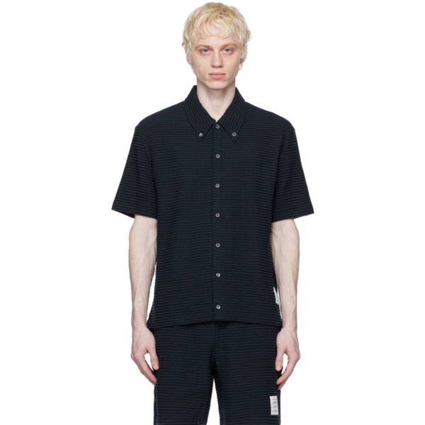 톰브라운 톰브라운 Thom Browne Navy & Black Button Shirt 231381M192048