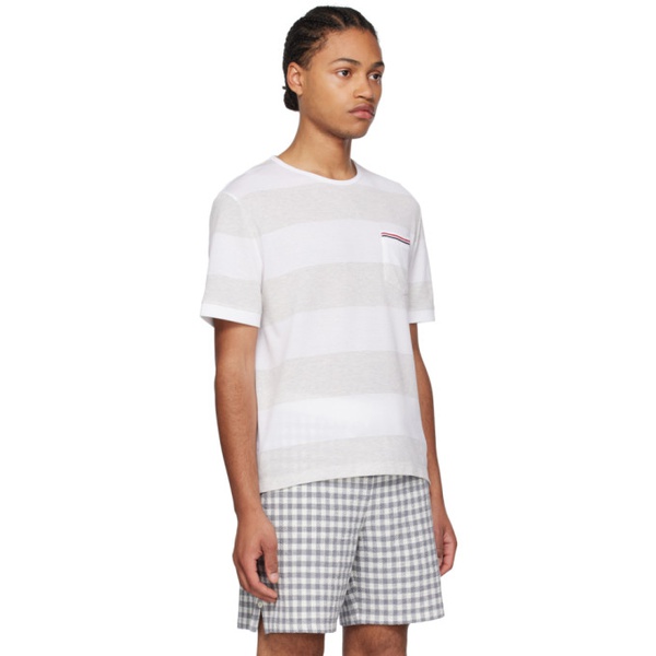 톰브라운 톰브라운 Thom Browne Gray & White Oversized T-Shirt 231381M213012