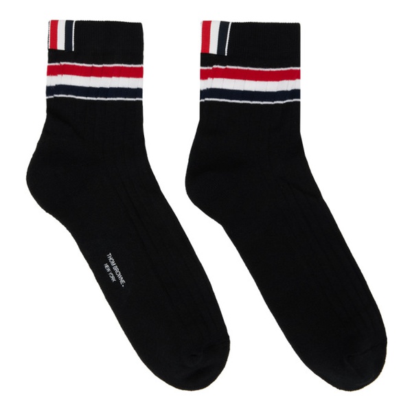 톰브라운 톰브라운 Thom Browne Black Tricolor Socks 231381M220004