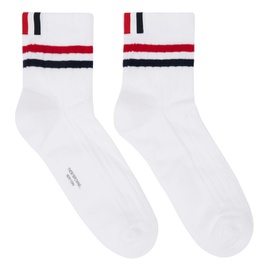 톰브라운 Thom Browne White Striped Socks 231381M220005