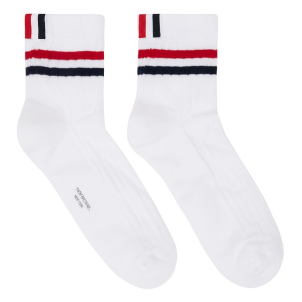 톰브라운 톰브라운 Thom Browne White Striped Socks 231381M220005
