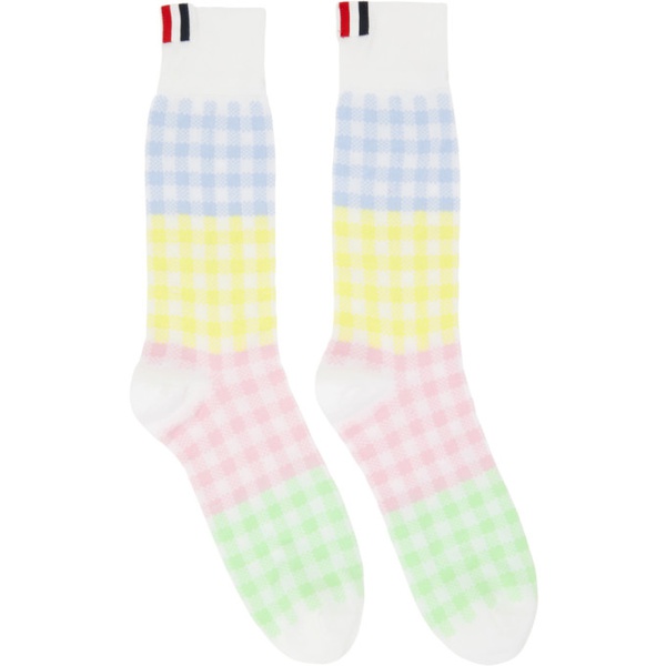 톰브라운 톰브라운 Thom Browne Multicolor Checkered Socks 231381M220038
