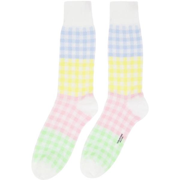 톰브라운 톰브라운 Thom Browne Multicolor Checkered Socks 231381M220038