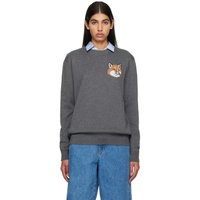 Maison Kitsune Gray Mini Fox Head Sweater 231389F098020