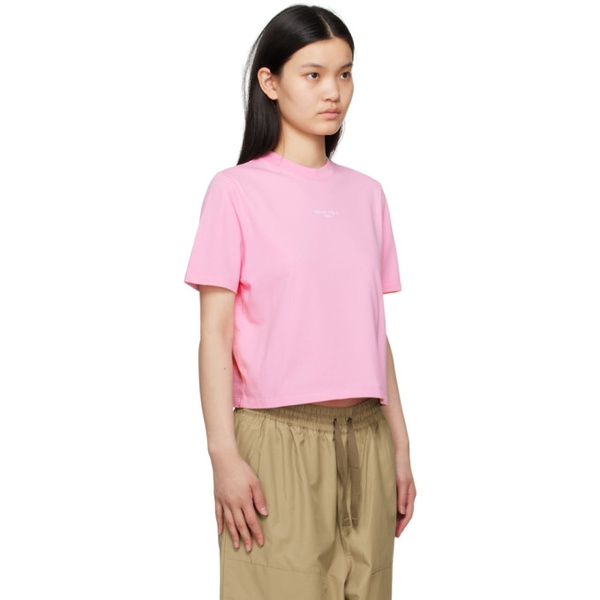 메종키츠네 Maison Kitsune Pink Embroidered T-Shirt 231389F110037