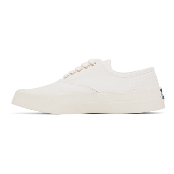 메종키츠네 Maison Kitsune White Laced Sneakers 231389F128000