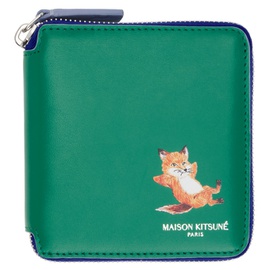 Maison Kitsune Green Chillax Fox Wallet 231389M164000