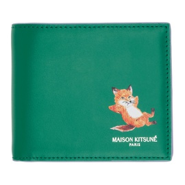 Maison Kitsune Green Chillax Fox Wallet 231389M164001