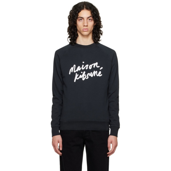 메종키츠네 Maison Kitsune Black Handwriting Clean Sweatshirt 231389M204007