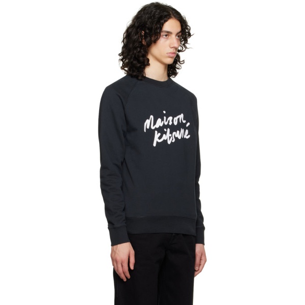 메종키츠네 Maison Kitsune Black Handwriting Clean Sweatshirt 231389M204007