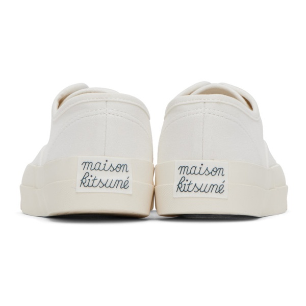 메종키츠네 Maison Kitsune White Canvas Laced Sneakers 231389M237001