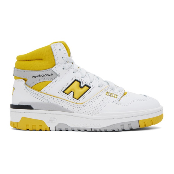 뉴발란스 뉴발란스 New Balance White & Yellow 650 Sneakers 231402F127003