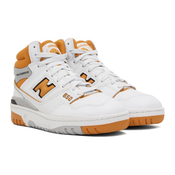 뉴발란스 뉴발란스 New Balance White & Orange 650 Sneakers 231402F127005