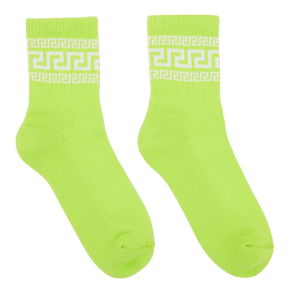 베르사체 베르사체 Versace Green Greca Athletic Socks 231404F076005