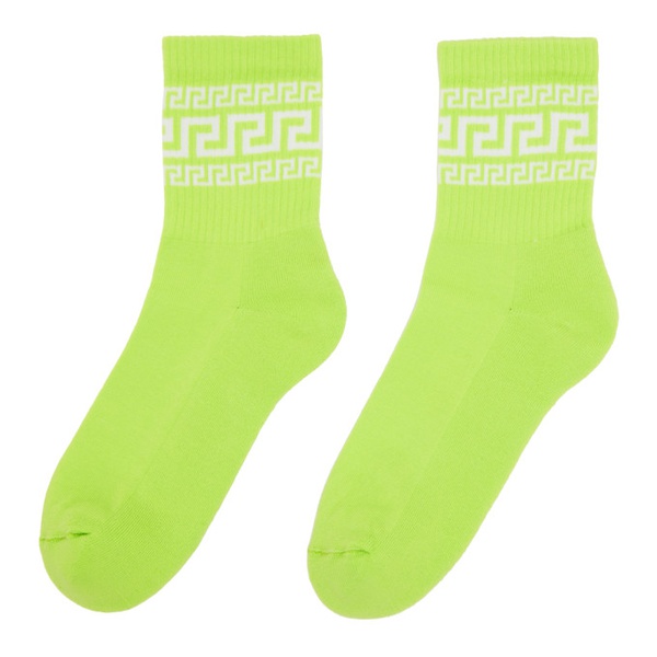 베르사체 베르사체 Versace Green Greca Athletic Socks 231404F076005