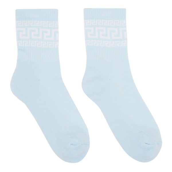 베르사체 베르사체 Versace Blue Greca Athletic Socks 231404F076007