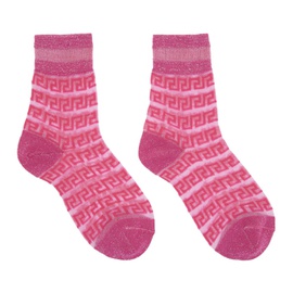 베르사체 Versace Pink Greca Sheer Socks 231404F076013
