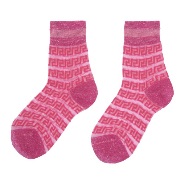베르사체 베르사체 Versace Pink Greca Sheer Socks 231404F076013