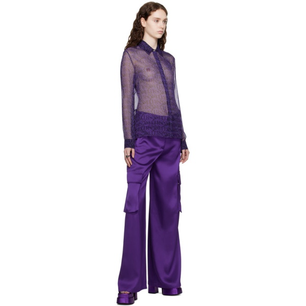 베르사체 베르사체 Versace Purple Wide-Leg Trousers 231404F087008