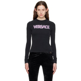 베르사체 Versace Black Printed Long-Sleeve T-Shirt 231404F110020