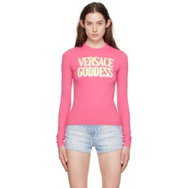 베르사체 Versace Pink Goddess Long-Sleeve T-Shirt 231404F110022
