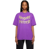 베르사체 Versace Purple Distressed T-Shirt 231404F110026