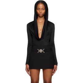베르사체 Versace Black Hooded Bodysuit 231404F358005