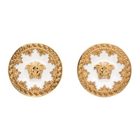 베르사체 Versace Gold & White Medusa Earrings 231404M144012