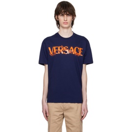 베르사체 Versace Navy Barocco T-Shirt 231404M213004