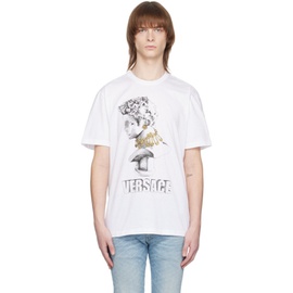 베르사체 Versace White Printed T-Shirt 231404M213028